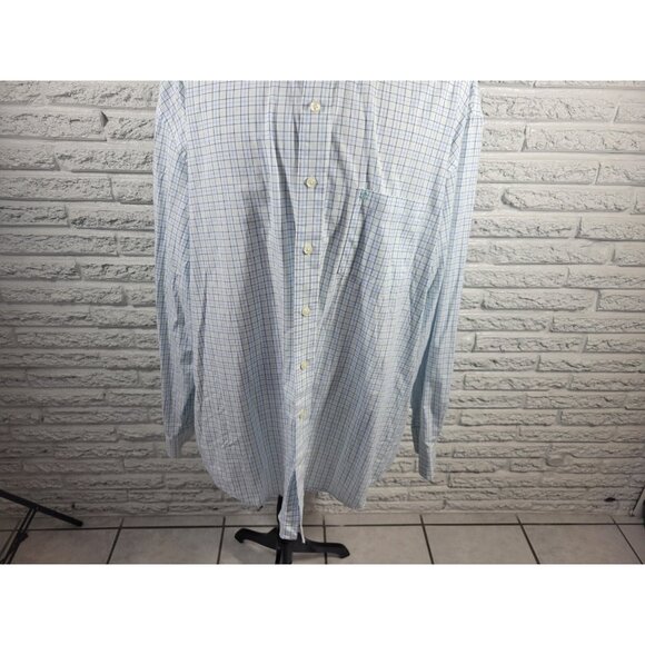 Izod Mens Shirt 3XLT Long Sleeve Pocket Premium Essentials Blue Plaid PLA122E - Picture 4 of 9